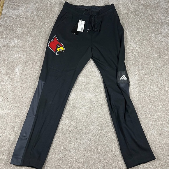 Adidas Mens Medium Black Louisville‎ Cardinals NCAA Ankle Snap Track Pants NWT - Picture 1 of 9